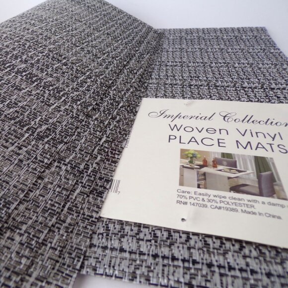 Imperial Collection Woven Vinyl Placemats Set of 4 Metallic Gray - Picture 5 of 7
